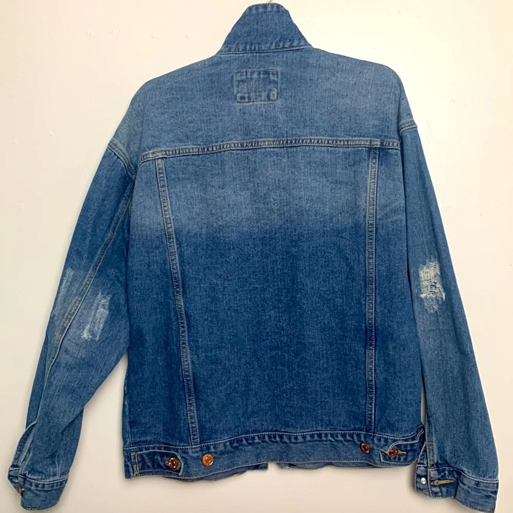 Forever 21 Men Blue Denim Distressed Jacket - Medium - Picture 2 of 11